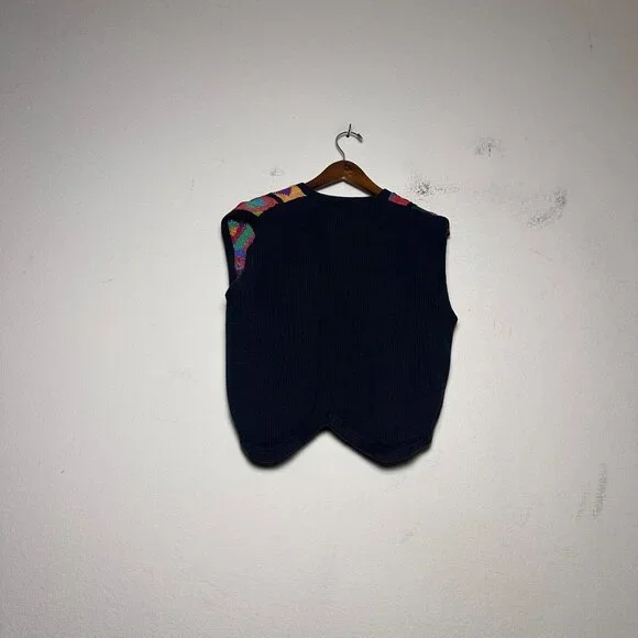 BS Collection Handmade Sweater Vest Women M Tapestry Abstract Pima Cotton Peru - Picture 4 of 11